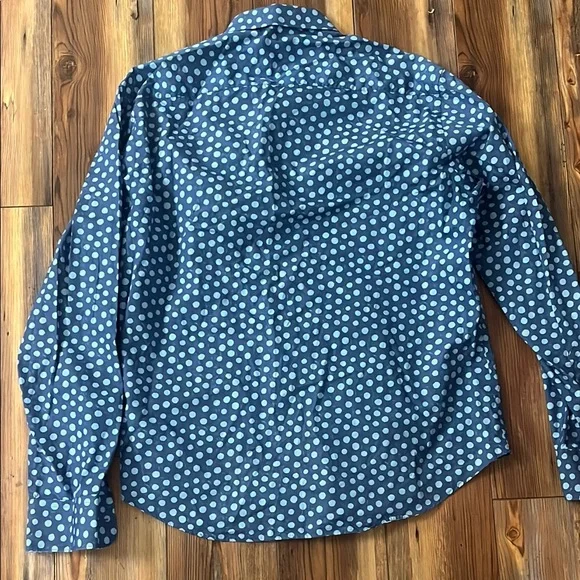 Bugatchi Blue Polka Dot Men's Shirt sz L - Picture 5 of 5